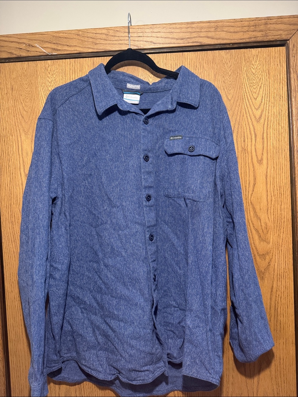 Columbia Heathered Blue Long-Sleeve Button Shirt